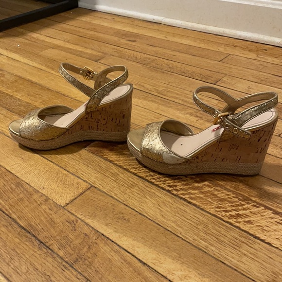 Prada Gold Sequin Wedges Size 37 - Picture 3 of 8
